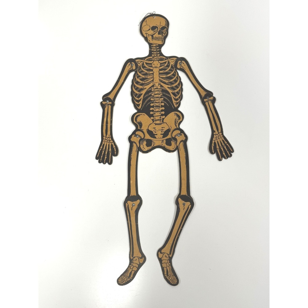 Vintage H.E. Luhrs Halloween Skeleton Jointed Paper Die Cut Made in USA 23 inch